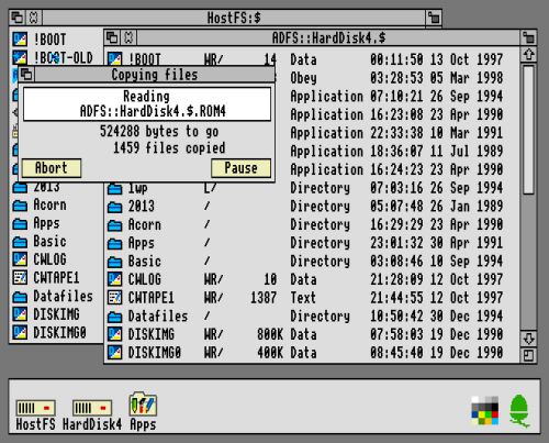 Copying files using ArcEm