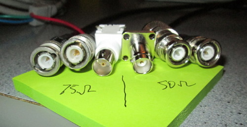 Several 50Ω and 75Ω BNC connectors